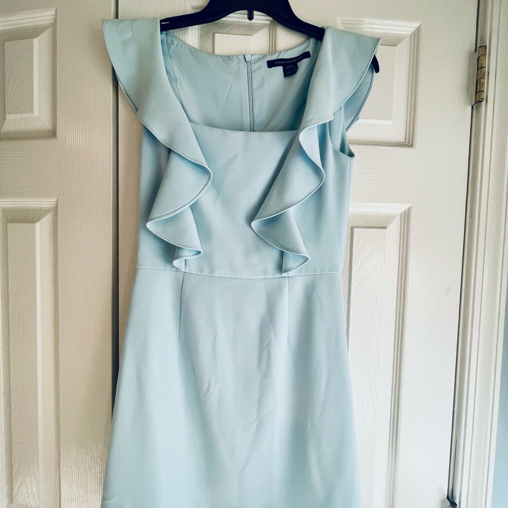 French Connection Light Blue Ruffle Mini Dress